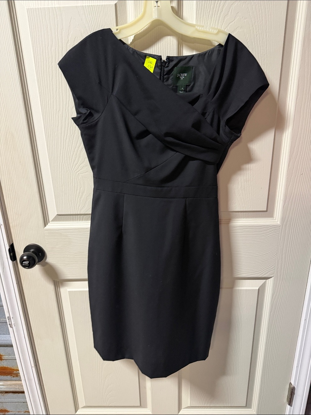 J. Crew Black Cap-Sleeve Sheath Midi Dress
